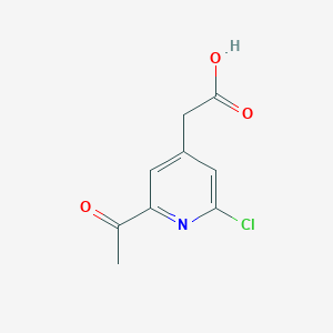 molecular formula C9H8ClNO3 B14853019 (2-Acetyl-6-chloropyridin-4-YL)acetic acid 