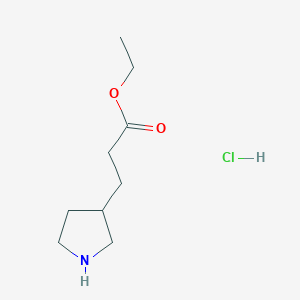 molecular formula C9H18ClNO2 B1485303 Ethyl 3-(pyrrolidin-3-yl)propanoate hydrochloride CAS No. 2098129-30-5
