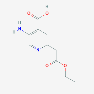 molecular formula C10H12N2O4 B14853059 5-Amino-2-(2-ethoxy-2-oxoethyl)isonicotinic acid 