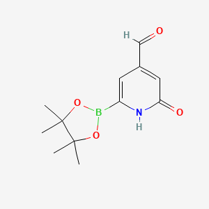 molecular formula C12H16BNO4 B14853250 (4-Formyl-6-hydroxypyridin-2-YL)boronic acid pinacol ester 