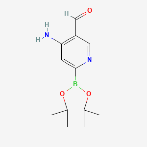 molecular formula C12H17BN2O3 B14853339 (4-Amino-5-formylpyridin-2-YL)boronic acid pinacol ester 