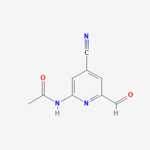 molecular formula C9H7N3O2 B14853508 N-(4-Cyano-6-formylpyridin-2-YL)acetamide 