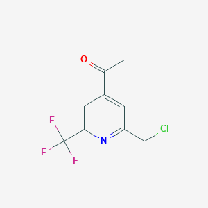 molecular formula C9H7ClF3NO B14853510 1-[2-(Chloromethyl)-6-(trifluoromethyl)pyridin-4-YL]ethanone 