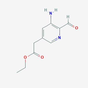 Ethyl (5-amino-6-formylpyridin-3-YL)acetate