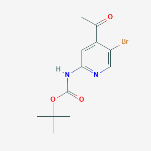 molecular formula C12H15BrN2O3 B14853585 Tert-butyl 4-acetyl-5-bromopyridin-2-ylcarbamate 