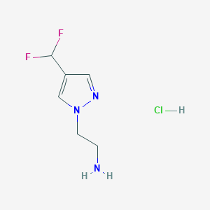 molecular formula C6H10ClF2N3 B1485361 2-[4-(difluoromethyl)-1H-pyrazol-1-yl]ethan-1-amine hydrochloride CAS No. 2098022-36-5