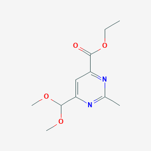 molecular formula C11H16N2O4 B14853647 Ethyl 6-(dimethoxymethyl)-2-methylpyrimidine-4-carboxylate 