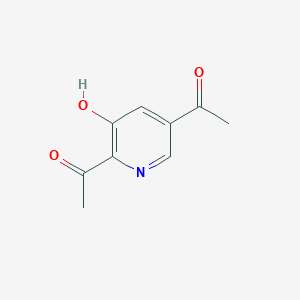 molecular formula C9H9NO3 B14853685 1-(5-Acetyl-3-hydroxypyridin-2-YL)ethanone 