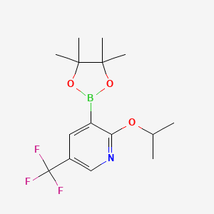 molecular formula C15H21BF3NO3 B14853722 2-Isopropoxy-3-(4,4,5,5-tetramethyl-1,3,2-dioxaborolan-2-YL)-5-(trifluoromethyl)pyridine 