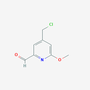 molecular formula C8H8ClNO2 B14853878 4-(Chloromethyl)-6-methoxypyridine-2-carbaldehyde 