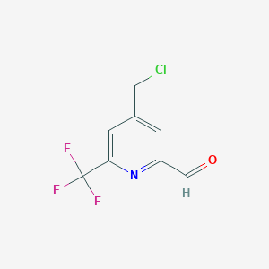 molecular formula C8H5ClF3NO B14853886 4-(Chloromethyl)-6-(trifluoromethyl)pyridine-2-carbaldehyde 