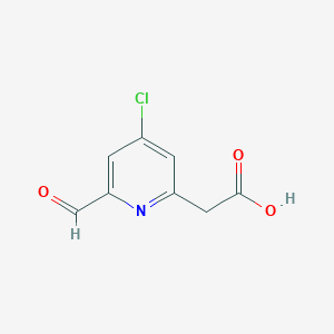 molecular formula C8H6ClNO3 B14853934 (4-Chloro-6-formylpyridin-2-YL)acetic acid 