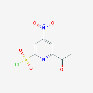 molecular formula C7H5ClN2O5S B14853991 6-Acetyl-4-nitropyridine-2-sulfonyl chloride 