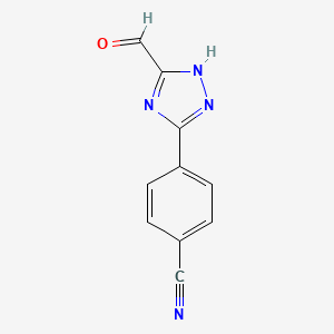 molecular formula C10H6N4O B14854029 4-(5-Formyl-4H-1,2,4-triazol-3-YL)benzonitrile CAS No. 944906-49-4