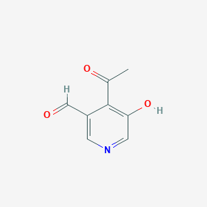 molecular formula C8H7NO3 B14854062 4-Acetyl-5-hydroxynicotinaldehyde 