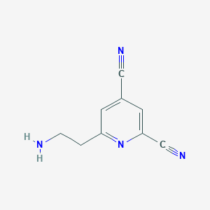 molecular formula C9H8N4 B14854085 6-(2-Aminoethyl)pyridine-2,4-dicarbonitrile 