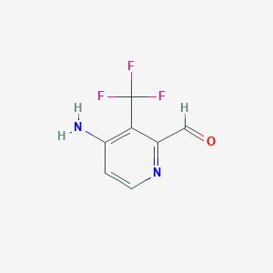 molecular formula C7H5F3N2O B14854188 4-Amino-3-(trifluoromethyl)picolinaldehyde 