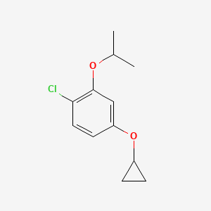 molecular formula C12H15ClO2 B14854216 1-Chloro-4-cyclopropoxy-2-isopropoxybenzene 