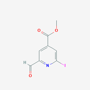 molecular formula C8H6INO3 B14854237 Methyl 2-formyl-6-iodoisonicotinate 