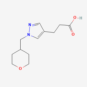 molecular formula C12H18N2O3 B1485425 3-{1-[(oxan-4-yl)methyl]-1H-pyrazol-4-yl}propanoic acid CAS No. 2098072-43-4