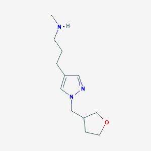 molecular formula C12H21N3O B1485426 methyl(3-{1-[(oxolan-3-yl)methyl]-1H-pyrazol-4-yl}propyl)amine CAS No. 2097976-81-1