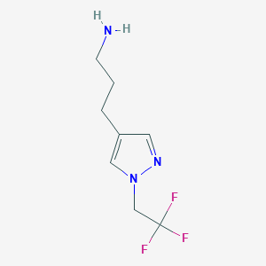 molecular formula C8H12F3N3 B1485429 3-[1-(2,2,2-trifluoroethyl)-1H-pyrazol-4-yl]propan-1-amine CAS No. 2029345-77-3