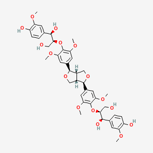 molecular formula C42H50O16 B14854304 (1R,2S)-2-[4-[(3R,3aS,6R,6aS)-6-[4-[(1R,2S)-1,3-dihydroxy-1-(4-hydroxy-3-methoxyphenyl)propan-2-yl]oxy-3,5-dimethoxyphenyl]-1,3,3a,4,6,6a-hexahydrofuro[3,4-c]furan-3-yl]-2,6-dimethoxyphenoxy]-1-(4-hydroxy-3-methoxyphenyl)propane-1,3-diol 