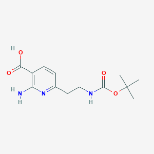 molecular formula C13H19N3O4 B14854393 2-Amino-6-(2-((tert-butoxycarbonyl)amino)ethyl)nicotinic acid 