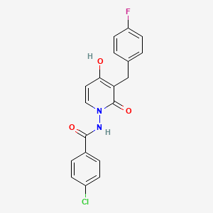 molecular formula C19H14ClFN2O3 B14854450 4-chloro-N-[3-(4-fluorobenzyl)-4-hydroxy-2-oxo-1(2H)-pyridinyl]benzenecarboxamide 