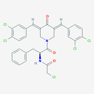 molecular formula C30H23Cl5N2O3 B14854506 N-((S)-1-((3E,5E)-3,5-Bis(3,4-dichlorobenzylidene)-4-oxopiperidin-1-yl)-1-oxo-3-phenylpropan-2-yl)-2-chloroacetamide 