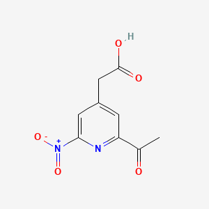 molecular formula C9H8N2O5 B14854511 (2-Acetyl-6-nitropyridin-4-YL)acetic acid 