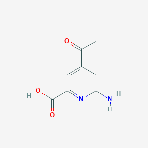 molecular formula C8H8N2O3 B14854537 4-Acetyl-6-aminopyridine-2-carboxylic acid 