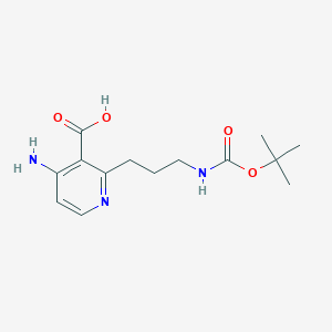 molecular formula C14H21N3O4 B14854668 4-Amino-2-(3-((tert-butoxycarbonyl)amino)propyl)nicotinic acid 