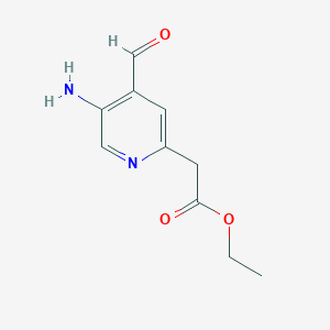 Ethyl (5-amino-4-formylpyridin-2-YL)acetate