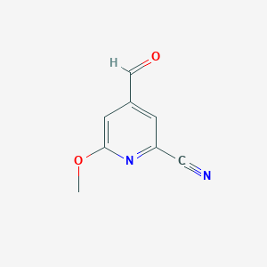 molecular formula C8H6N2O2 B14854912 4-Formyl-6-methoxypyridine-2-carbonitrile 