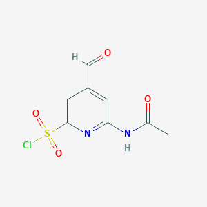 molecular formula C8H7ClN2O4S B14854915 6-(Acetylamino)-4-formylpyridine-2-sulfonyl chloride 