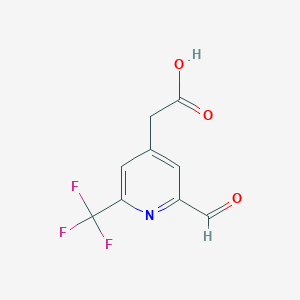 molecular formula C9H6F3NO3 B14855125 [2-Formyl-6-(trifluoromethyl)pyridin-4-YL]acetic acid 