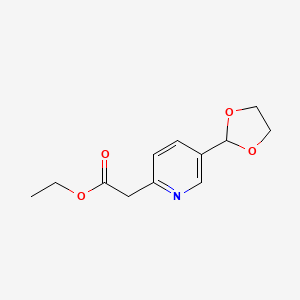 molecular formula C12H15NO4 B14855214 Ethyl [5-(1,3-dioxolan-2-YL)pyridin-2-YL]acetate 