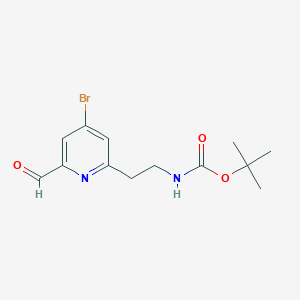 molecular formula C13H17BrN2O3 B14855232 Tert-butyl 2-(4-bromo-6-formylpyridin-2-YL)ethylcarbamate 