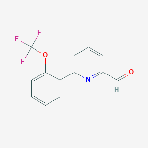 molecular formula C13H8F3NO2 B14855361 6-(2-(Trifluoromethoxy)phenyl)picolinaldehyde 