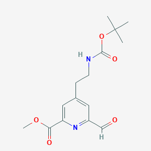 molecular formula C15H20N2O5 B14855511 Methyl 4-[2-[(tert-butoxycarbonyl)amino]ethyl]-6-formylpyridine-2-carboxylate 