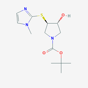 molecular formula C13H21N3O3S B1485552 tert-butyl (3R,4R)-3-hydroxy-4-[(1-methyl-1H-imidazol-2-yl)sulfanyl]pyrrolidine-1-carboxylate CAS No. 2277320-38-2