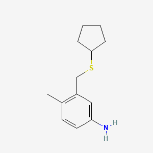 molecular formula C13H19NS B1485573 3-Cyclopentylsulfanylmethyl-4-methylphenylamine CAS No. 1569736-78-2