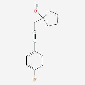 molecular formula C14H15BrO B1485581 1-[3-(4-Bromophenyl)prop-2-yn-1-yl]cyclopentan-1-ol CAS No. 2098040-11-8