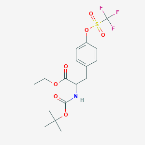 molecular formula C17H22F3NO7S B14855893 Ethyl 2-[(2-methylpropan-2-yl)oxycarbonylamino]-3-[4-(trifluoromethylsulfonyloxy)phenyl]propanoate 