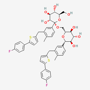 (2S,3R,4S,5S,6R)-2-[3-[[5-(4-fluorophenyl)thiophen-2-yl]methyl]-4-methylphenyl]-2-[[(2R,3S,4R,5R,6S)-6-[3-[[5-(4-fluorophenyl)thiophen-2-yl]methyl]-4-methylphenyl]-3,4,5-trihydroxyoxan-2-yl]methoxy]-6-(hydroxymethyl)oxane-3,4,5-triol