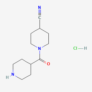 molecular formula C12H20ClN3O B1485633 1-(Piperidine-4-carbonyl)piperidine-4-carbonitrile hydrochloride CAS No. 2140316-54-5