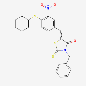 3-Benzyl-5-((4-(cyclohexylsulfanyl)-3-nitrophenyl)methylene)-2-thioxo-1,3-thiazolan-4-one