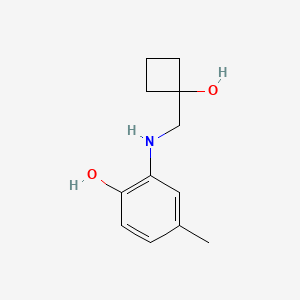 molecular formula C12H17NO2 B1485665 2-{[(1-Hydroxycyclobutyl)methyl]amino}-4-methylphenol CAS No. 2167538-91-0