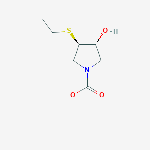 molecular formula C11H21NO3S B1485671 tert-butyl (3R,4R)-3-(ethylsulfanyl)-4-hydroxypyrrolidine-1-carboxylate CAS No. 2165837-28-3